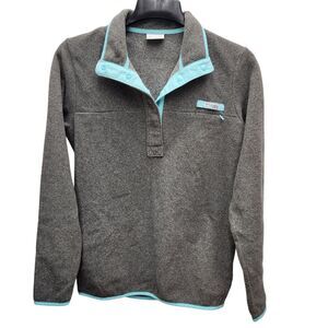 Columbia PFG Harborside T-Snap Fleece Pullover Womens Medium Gray Teal Contrast